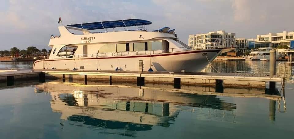 Upper deck seating aboard Red Coral Dive Center boat Aqaba