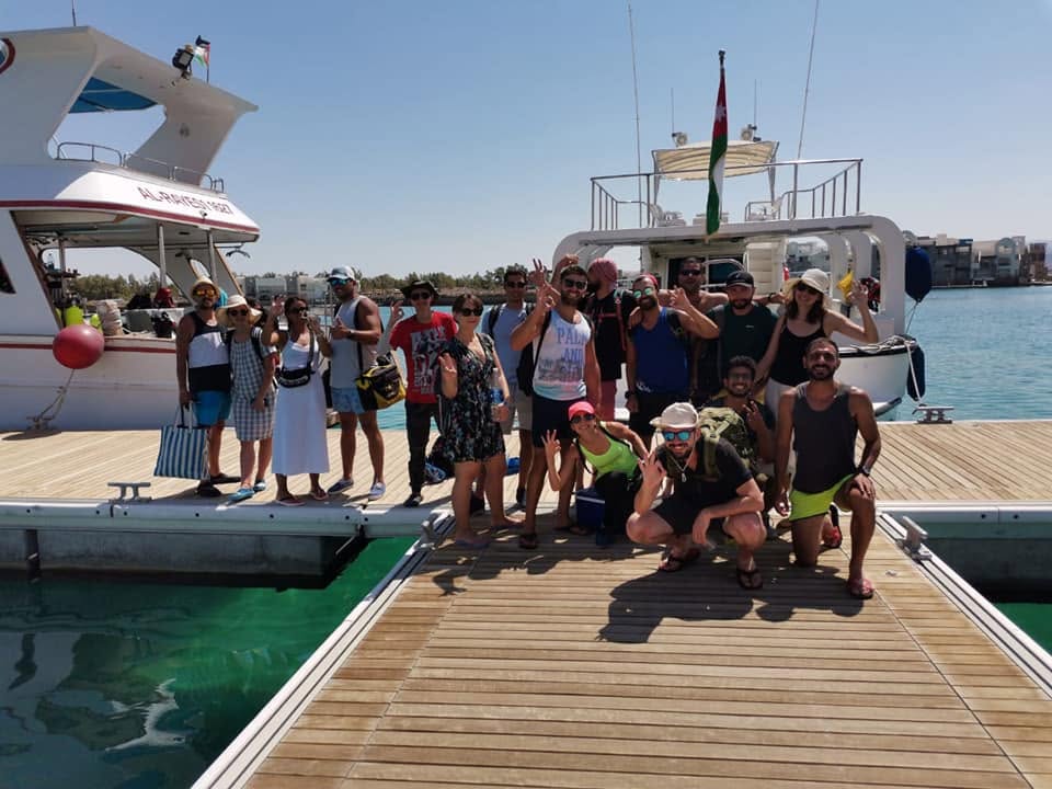 Interior lounge aboard Red Coral Dive Center boat Aqaba