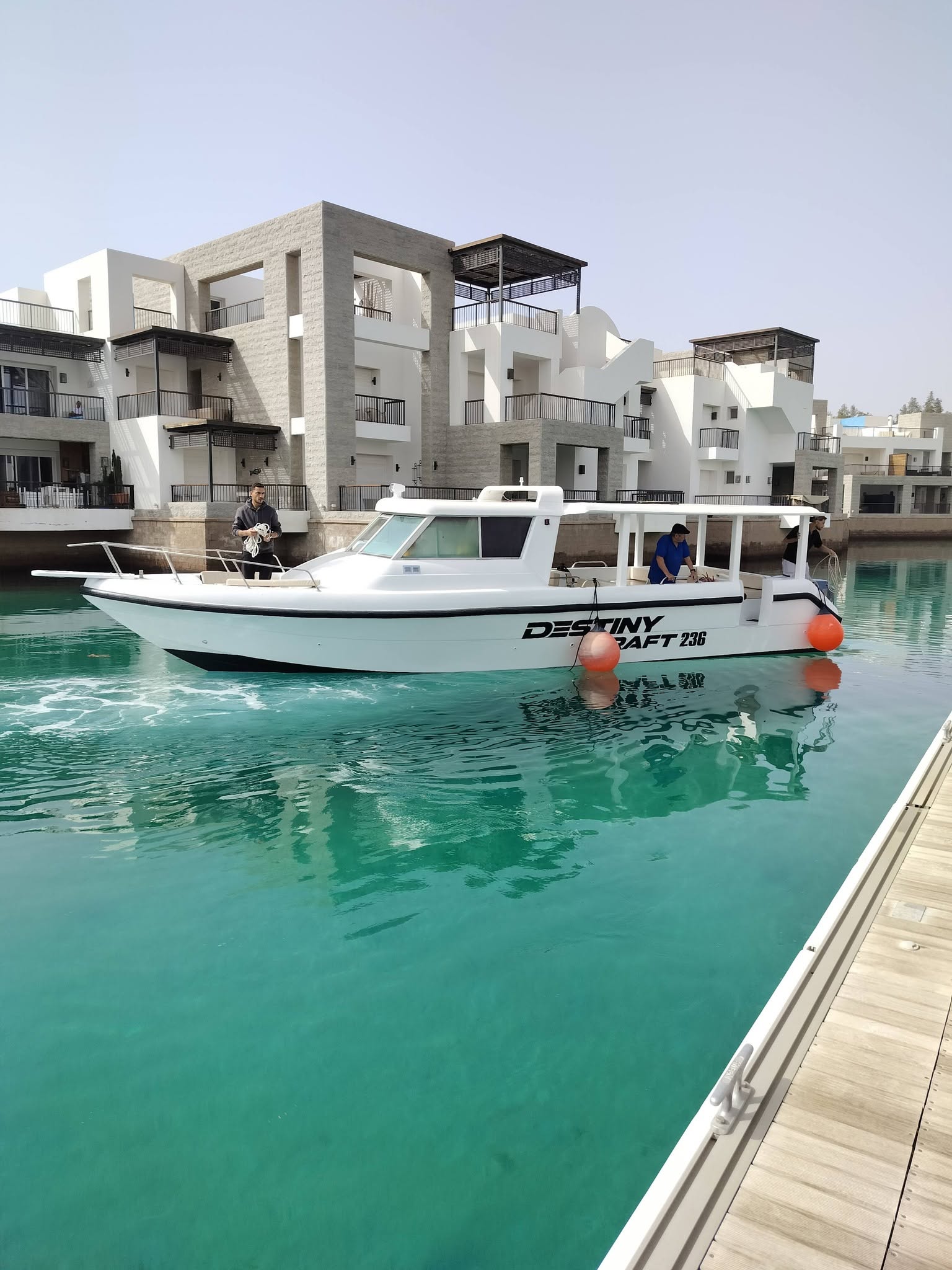 Scuba diving deck aboard Red Coral Dive Center boat in Aqaba